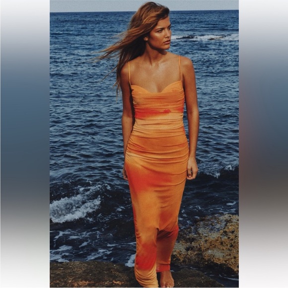 Zara Orange Maxi Dress - Picture 1 of 11